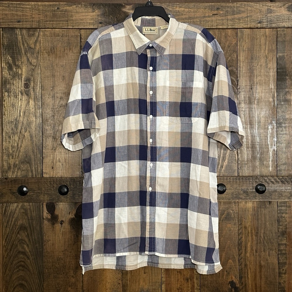 Vintage‎ LL Bean Shirt Men's Made in USA X-Large Tall Button Up 90s Cool Weave